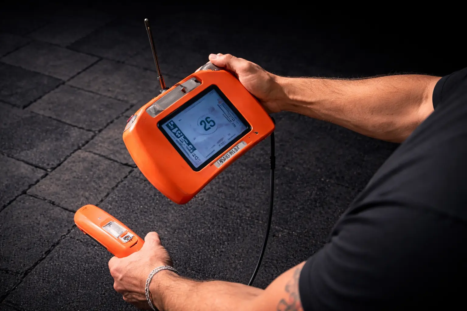 Digital acoustic leak detection equipment used to listen for underground water leaks