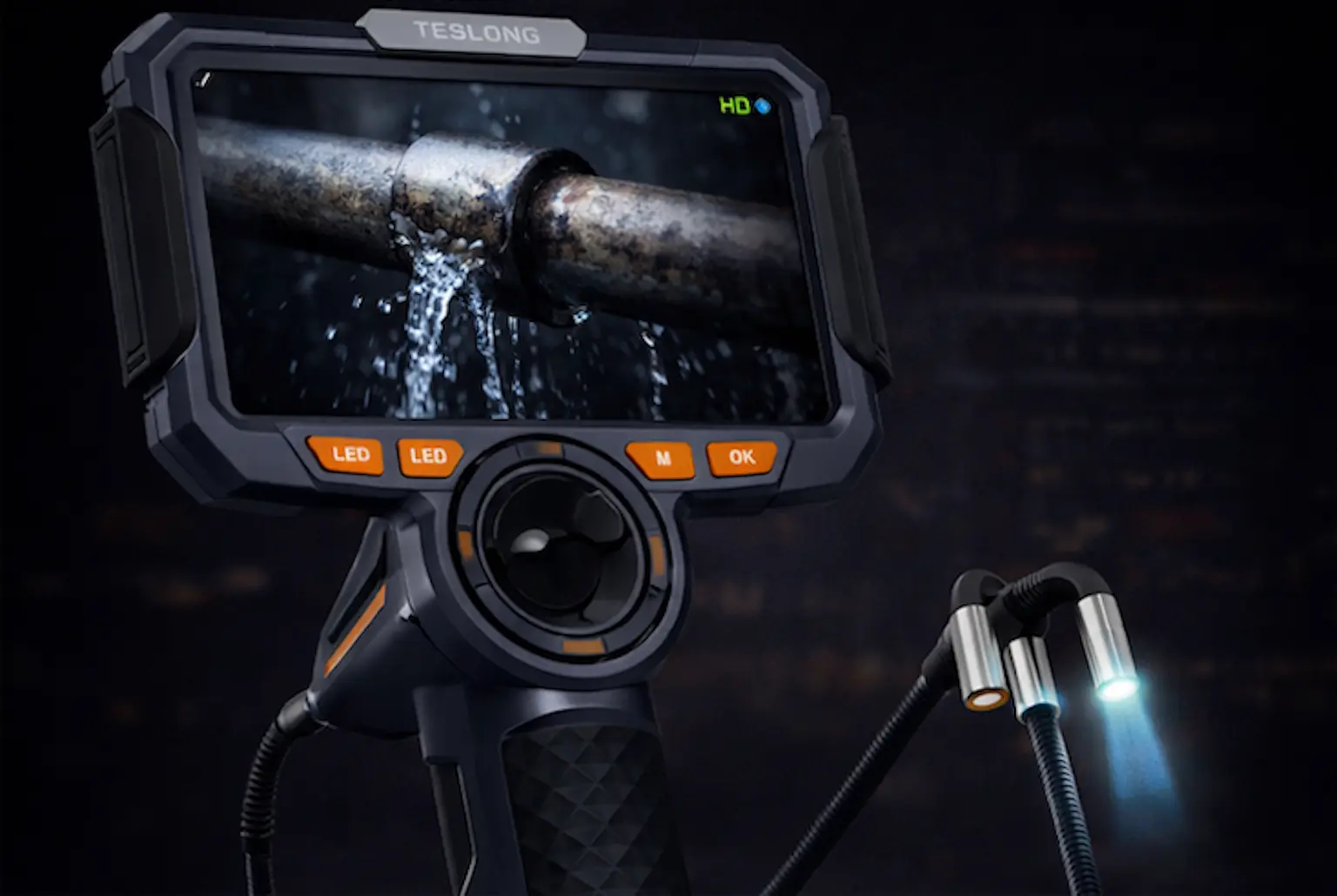 Flexible borescope camera used to inspect hidden areas for water leaks