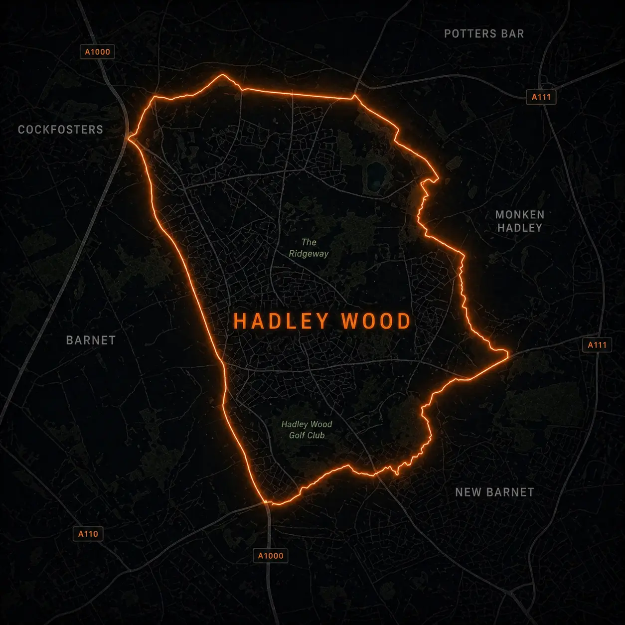 Hadley Wood Leak Detection Leak detection service coverage map of Hadley Wood, North London