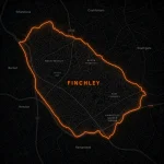 Leak detection service coverage map of Finchley, North London