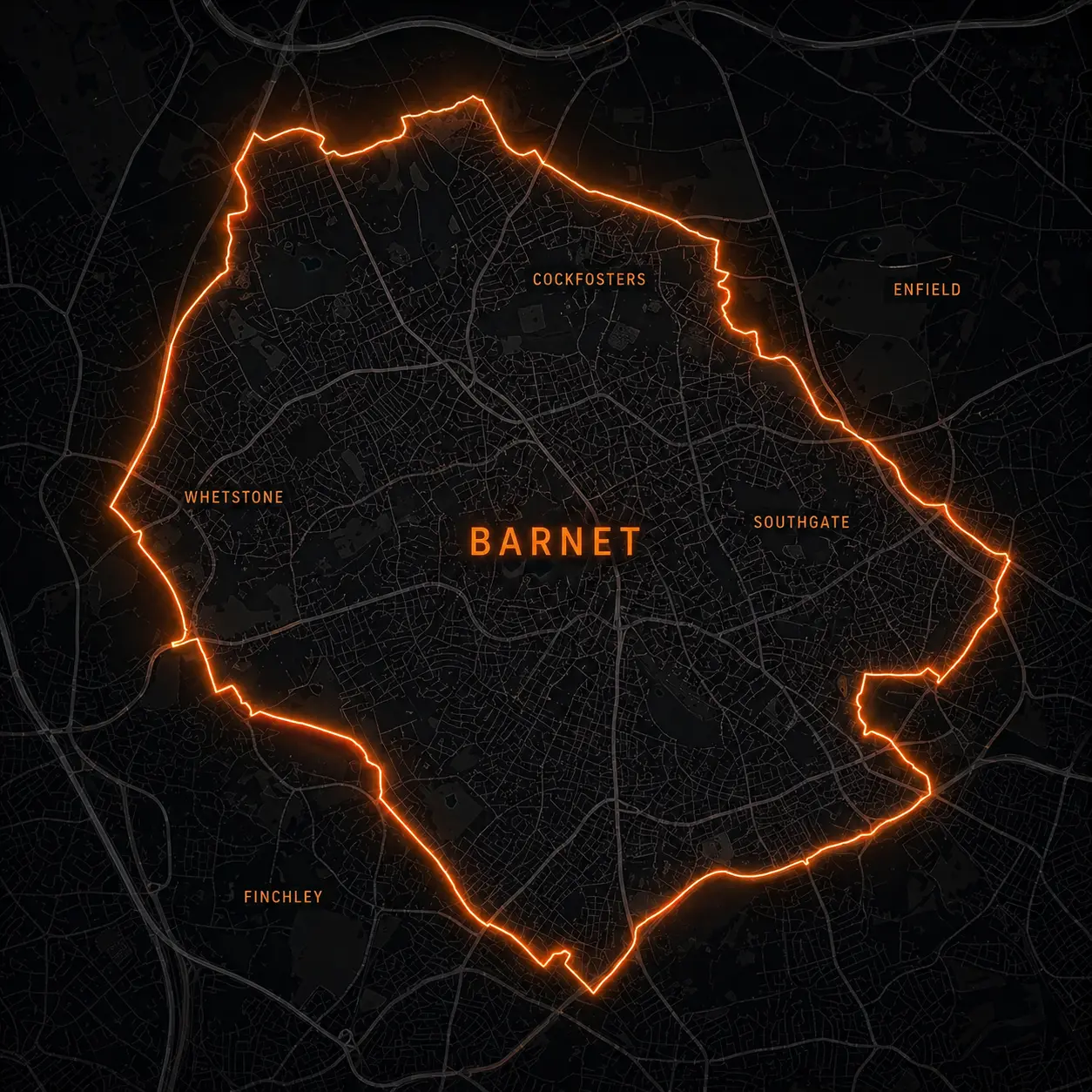 Leak detection service coverage map of Barnet, North London