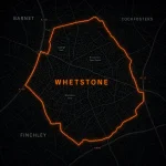 Leak detection service coverage map of Whetstone, North London