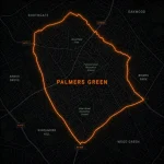 Leak detection service coverage map of Palmers Green, North London